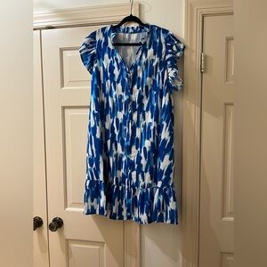 Blue and White Patterned Dress